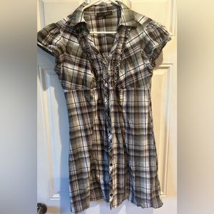 Heart Soul grey, black, white plaid dress, size XL